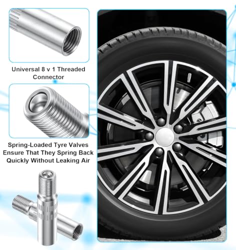 5Pcs Tire Valve Extenders, 39mm Brass Adapter Universal for Car Motorcycle Truck Wheels(Silver)