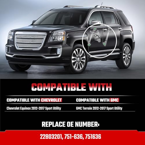 751-636 Front Driver Side Left LH Power Window Regulator and Motor Assembly Compatible with Chevrolet Chevy Equinox & GMC Terrain 2012 2013 2014 2015 2016 2017 Replace 22803201 - size: Front Left, style: 751-636