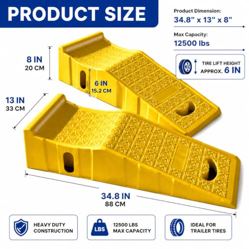 BESEA Trailer Tire Changing Ramps 2 Pack, Heavy Duty RV Trailer Ramps