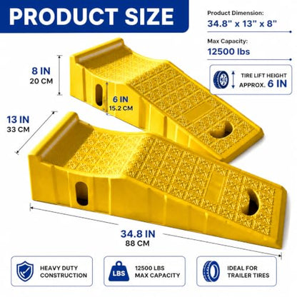 BESEA Trailer Tire Changing Ramps 2 Pack, Heavy Duty RV Trailer Ramps