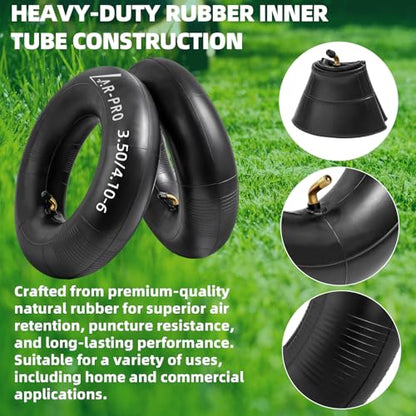 AR-PRO 3.50/4.10-6 (13 x 4.00-6) Replacement Inner Tubes for 6-Inch Rim Tires with TR-87 Bent Valve, Heavy-Duty Inner Tubes for Lawn Mowers, Wheelbarrows, Hand Trucks, Dollies – 2 Pack - size: 13x4.00-6,TR-87