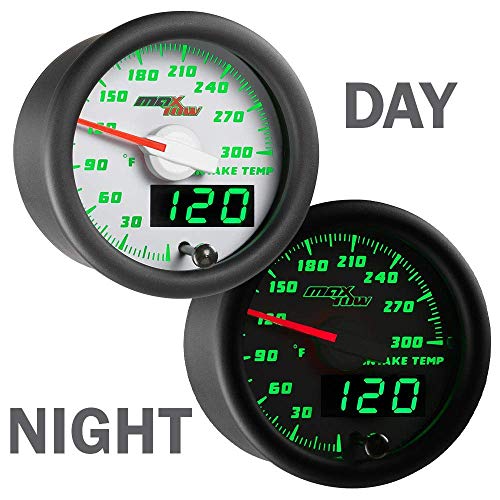 MaxTow White & Green 300F Air Intake Temperature Gauge Kit, 2-1/16" 52mm