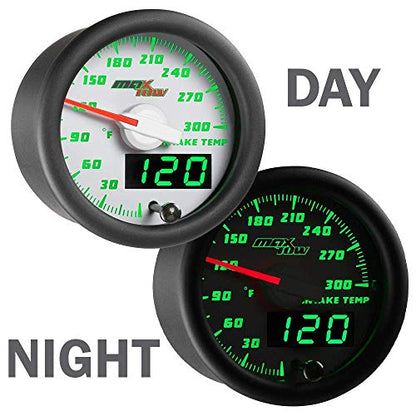 MaxTow White & Green 300F Air Intake Temperature Gauge Kit, 2-1/16" 52mm