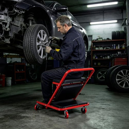 Goplus 41" Foldable Mechanic Creeper, 4-in-1, 450 LBS Capacity - color: Red, size: 41"