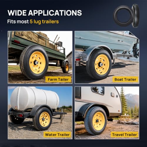 TUFFIOM 4.80-12 Trailer Tire, 2 Pack 4.8x12 Heavy-Duty Trailer Tire, 6PR, Load Range C, Design Fits Camper, Cargo, Horse, Boat and Utility Trailers