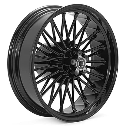 TOFR 18x5.5 Rear Fat King Spoke Wheel Rim For Harley Touring Bagger 09-25 - color: Gloss Black, size: Rear:18x5.5