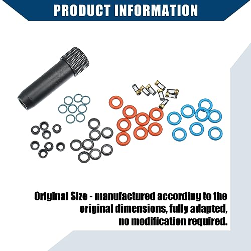 Fuel Injector Seal O-Ring for Volvo XC90 4.4L V8 2005-2011 for Volvo S80 4.4L V8 2007-2010 / Fuel Injector Rubuild Kit/Durable / 1 Set Black