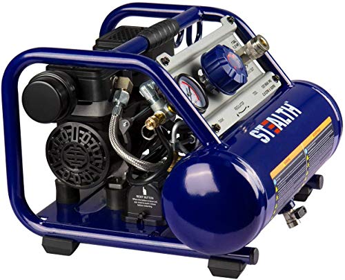 STEALTH Air Compressor 1 Gallon, 1/2HP Max 125 PSI, Induction Motor, 0.8 CFM@90PSI, 1.3 CFM@40PSI, Oil-Free Maintenance Free Light Weight Electric Air Tools for Drilling, Nailing, Grinding, SAUQ-1105 - style: SAUQ-1105-1
