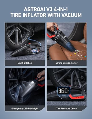 AstroAI 4-in-1 V3 12VDC 16.4FT High Power Handheld Car Vacuum&Tire Inflator