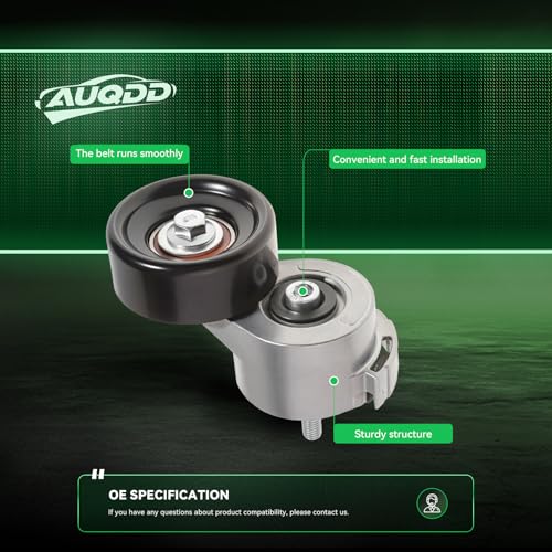 AUQDD 49385 Belt Tensioner and Pulley Assembly (For 3.0L 2986cc 182Cid) Fit For 95-97 Ford Aerostar 07-14 Mustang 92-08 Ranger 93-07 Taurus /94-08 Mazda B3000 /93-05 Mercury Sable (38114 38385)