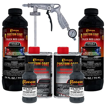 Custom Coat Battleship Dk Gray Spray-On Urethane Truck Bed Liner Kit 2 Qts