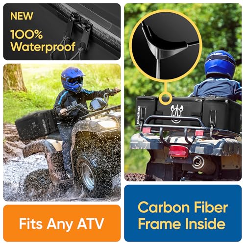 Multi-Purpose ATV Storage Bag Set | Padded, Reinforced Boxes | Fits Any ATV | Rear Seat Backrest | 3 Bags 18x9x10.2 inches Each | Essential Four Wheeler ATV Accessories, RRM-FATVB-001_N