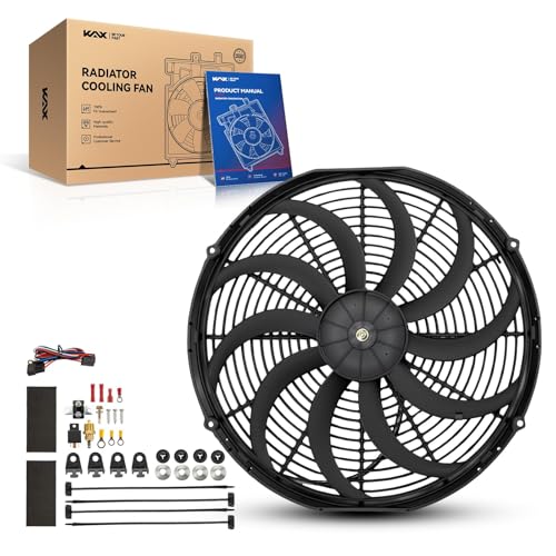 KAX 16 inch Universal Slim Fan Push Pull Electric Radiator Fan 12V - size: 16 inch Universal