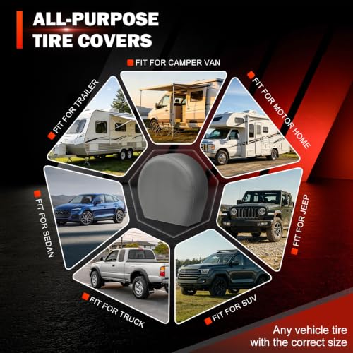 Explore Land Tire Covers 2 Pack Fit Tire Diameters 23-25.75 inch, Charcoal - size: S (Fits Tire Diameters 23''-25.75''), style: Charcoal - 2 Pack