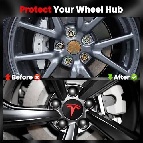 4 Pack Car Wheel Center Hub Cap Kit with 22 Lug Nut Covers - color: Glassy Black & Red