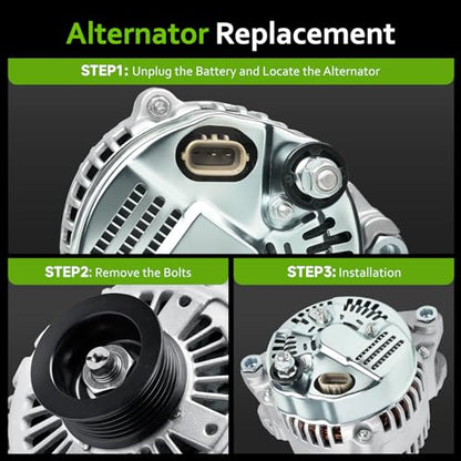 Alternator Replacement for 2007-2009 Kia Sorento 3.3 3.8L, Sedona 06-09, Borrego 10-11, 06-11 Hyundai Azera 3.3 3.8L, Veracruz 07-12, Entourage 07-10, Sonata 06-10, Santa Fe 07-09, 102211-3102, 11191N