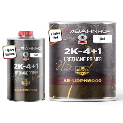 2K Urethane Primer Red & Medium Hardener Kit – High Build, Smooth Sanding, Automotive Surface Preparation & Industrial Refinishing – 1 Gallon Primer + 1 Quart Hardener - color: Red Urethane Primer And Medium Hardener