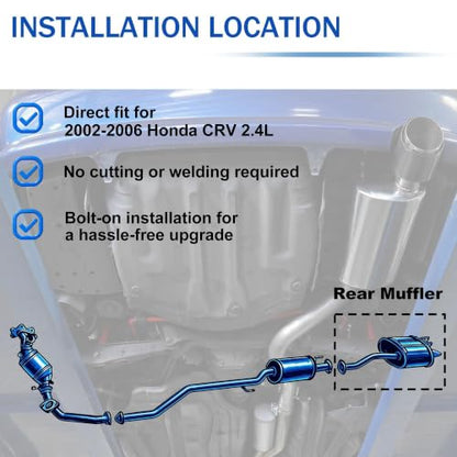 54427 Stainless Steel Rear Exhaust Muffler For 2002-2006 Honda CR-V CRV2 - size: 02-06 Honda CR-V