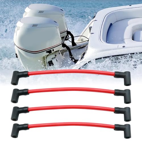 4 Pack 582365 Spark Plug Wire Set, Replacement for Johnson Evinrude 80 85 88 90 100 110 115 120 125 130 140 HP Outboards, Replaces 18-5231-1