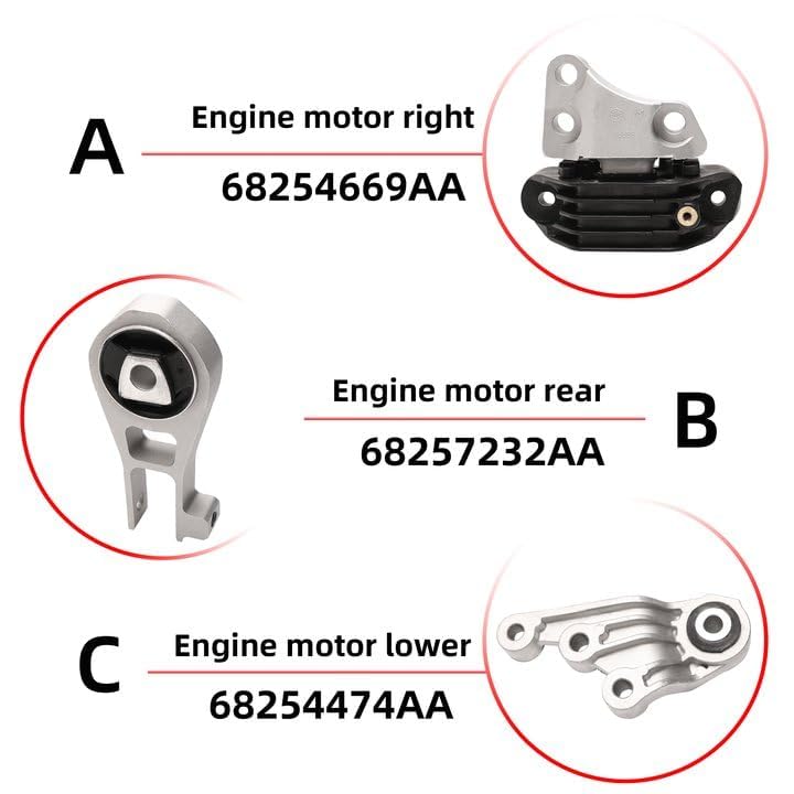 Engine Motor Mount Set, for Jeep Renegade 2015-2018 500x 1.4L - style: for Renegade 2015-2018