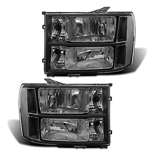 Headlight Assembly Pair for 2007-2013 GMC Sierra 1500 2007-2014 Sierra 2500HD 3500HD Black Housing Clear Reflector Left Right W/O Bulbs - color: Clear Lens Black Housing Clear Reflector