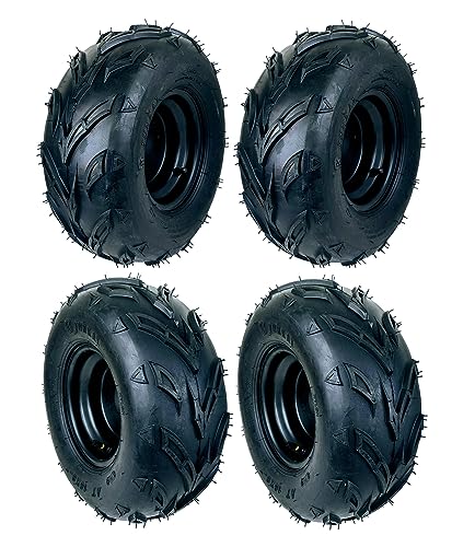 Preinstalled Tire & Wheel Rim Assembly with 3-1/8 in (79mm) Bolt hole spacing. 16x8-7 Tire 3 Bolt Taotao Kandi Redcat Kazuma 70cc 110cc 125cc ATV UTV Quad Buggy (Set of 4) - size: Set of 4