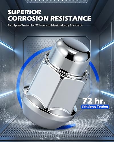 OMT 1/2"-20 Lug Nuts with Cone Seat, 20pcs Lug Nuts Set with 1 Socket Key - color: Silver, size: 1/2"-20, style: 20Pcs 1.38"Long