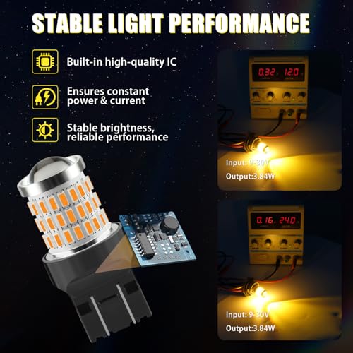 iBrightstar 7443 LED Bulb Amber, 7440 LED Turn Signal Bulbs Super Bright for Vehicle Blinker Lights and Turn Signal Lights, 2 Pack - color: Amber, size: 7443