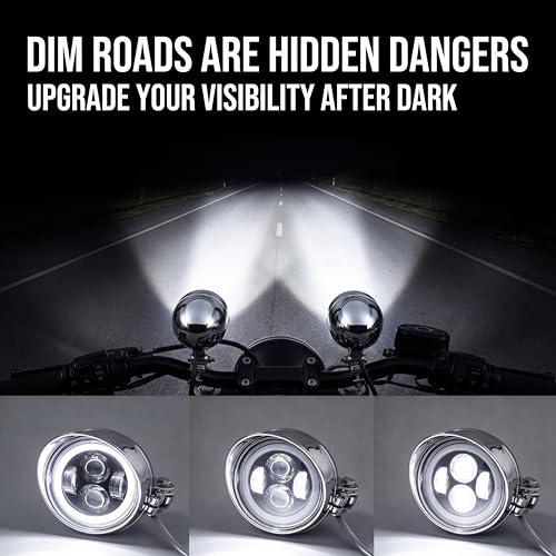 2 Pcs Chrome LED Motorcycle Fog Passing Lights - color: White Light