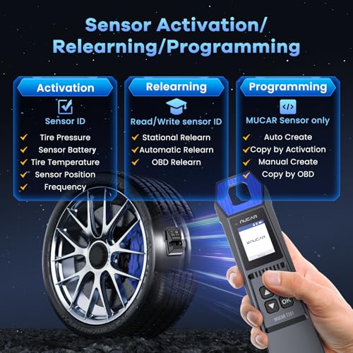 MUCAR T261 TPMS Programming Tool+4PCS MUCAR VENU5 Tire Pressure Sensor with Unlimited Reprogrammability