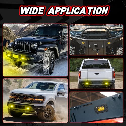 Flush Mount Pod Lights Yellow LED Driving Fog Light Offroad - color: Yellow Flush
