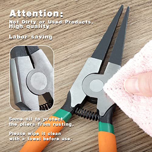 2 PCS Heavy Duty Lock Ring Pliers Set Flat Snap Ring 8'' & 11'' Special Circlip Reverse Angle Tip Retaining Ring Spreader for Transmission Transfer Cases Black,chrome - size: 8" & 11" Angle Tip with Ring & Rope