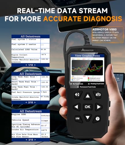 OBD2 Scanner,V880 Check Engine Light Car Code Reader with Reset - color: BLACK