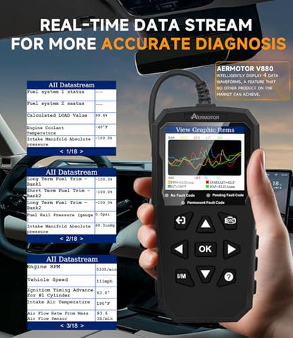 OBD2 Scanner,V880 Check Engine Light Car Code Reader with Reset - color: BLACK