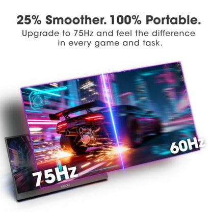 Kado 15.6-Inch 75Hz Portable Monitor, FHD 1080p USB-C mini-HDMI IPS Display - size: Kickstand