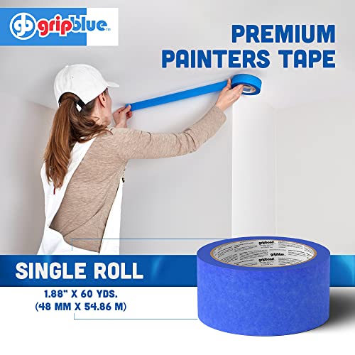Professional-Grade Blue Painters Tape 2 Inch Wide, 1 Roll - size: 2 in/1.88 (Single Roll)