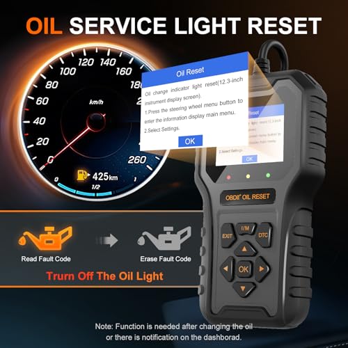 Car Code Reader OBD2 Scanner for Check Engine Light Oil Reset OBDII Scan Tool Diagnostic Tool Reset Fix Clear Fault Code Readers for Cars 1996+ - color: Black