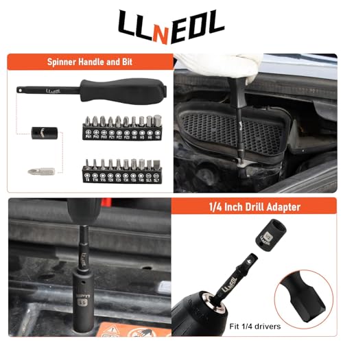 LLNEDL 1/4 Inch Drive Impact Socket Set, 83Pcs Socket Wrench Set Metric & SAE from 4-15mm, 5/32-9/16", 6 Point CR-V Deep & Shallow Sockets Kit with 72T Ratchet Handle, E Torx, for Automotive & Home - size: 83pcs 1/4 inch socket set