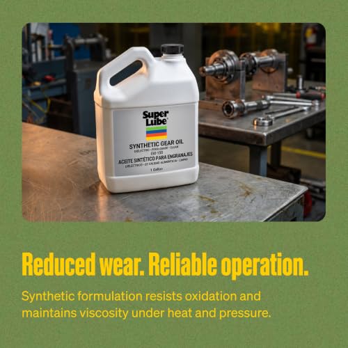 Super Lube Synthetic Gear Oil - Heavy Duty Synthetic Machinery Oil for Truck & Auto Maintenance - NSF H1 Food Grade Gear Lubricant - ISO 150 - Translucent Amber - Bottle - 1 gal (54101) - size: ISO 150 - 1gal Bottle