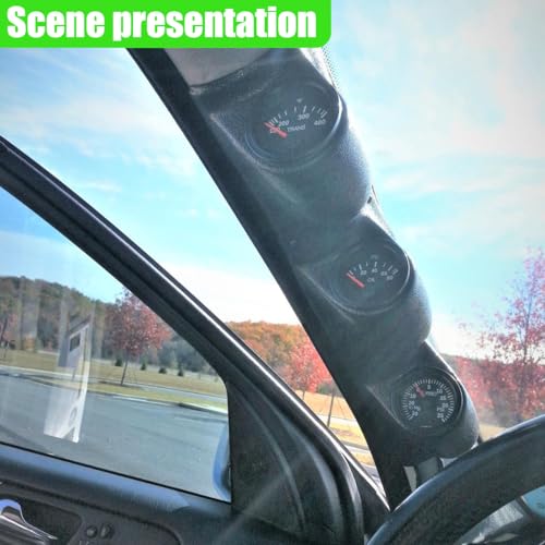 Craedli Black Triple Pillar Gauge Pod Holder, 52mm 3 Hole Car A-Pillar Digital Meter Gauge Mounting Bracket, Automotive Interior Modification Accessories for Most Vehicles (Black)