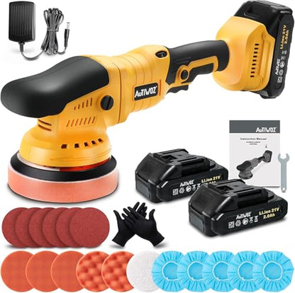 AUTIWOZ Cordless 5-Inch Random Orbital Car Buffer Polisher Kit