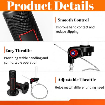 7/8" 22mm Twist Throttle Handle Grips Cable Kit Handlebar Powersports Grips