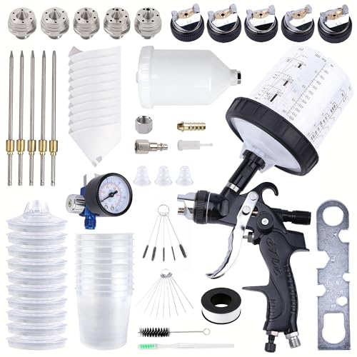 HVLP Automotive Spray Gun Kit, 10pcs 600ML Disposable Paint Cups - color: black