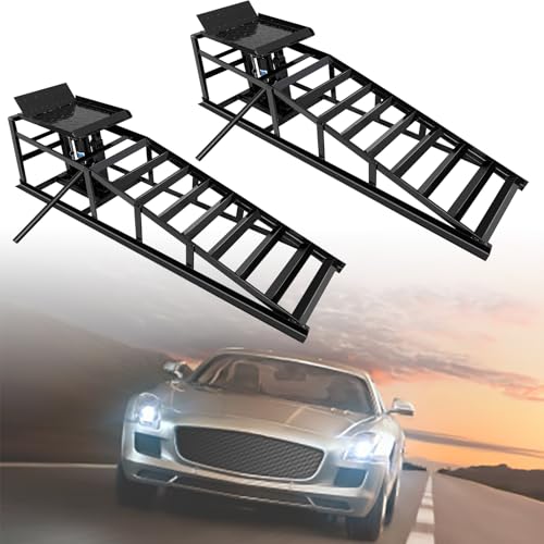 Hydraulic Car Ramps 2-Pack 5T Heavy Duty Portable for Oil Changes Tire Maintenance and Auto Repairs Suitable for Low Clearance Cars Trucks & SUVs (Black, 45.3" L x 10.2" W x 15" H)