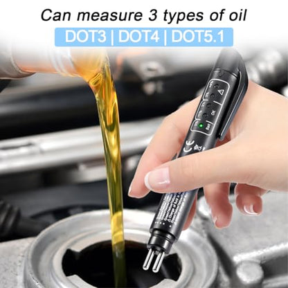 Mandark Car Brake Fluid Liquid Tester Pen, 5 LED Indicators Auto Brake Diagnostic Testing Tool for DOT 3 DOT 4 DOT 5.1 Brake Fluid, Automotive Oil Moisture Analyzer, Universal for Most Vehicles - size: 1 Pc