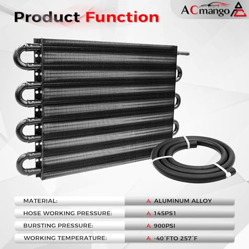 8 Pass Ultra-Cool Tube and Fin Transmission Cooler - color: Black, size: 8-pass