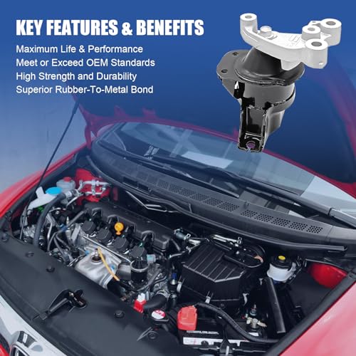 Engine Motor Transmission Mount Set Compatible with 2006-2011 Honda Civic 1.8L Engine Motor and Trans Mount Set Replace A4534 A4543 A4530 A4546（4PCS） - size: Fit for Honda Civic 1.8L 06-11 (not 1.3/2.0)