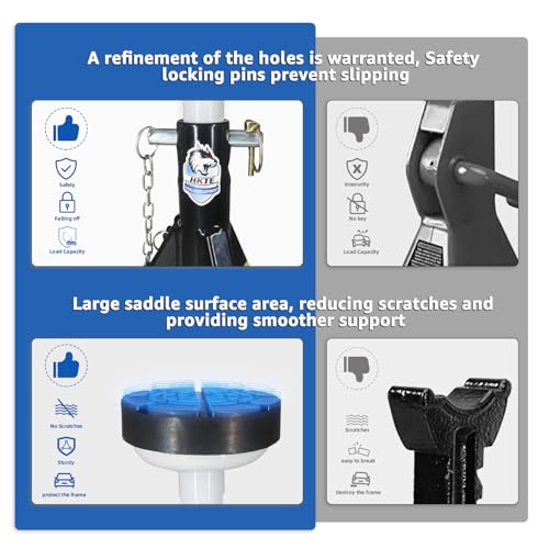 HKTE 4 Ton Jack Stands for Cars, SUVs and Light Trucks, 2 Pack - color: JACK STANDS 8000LB