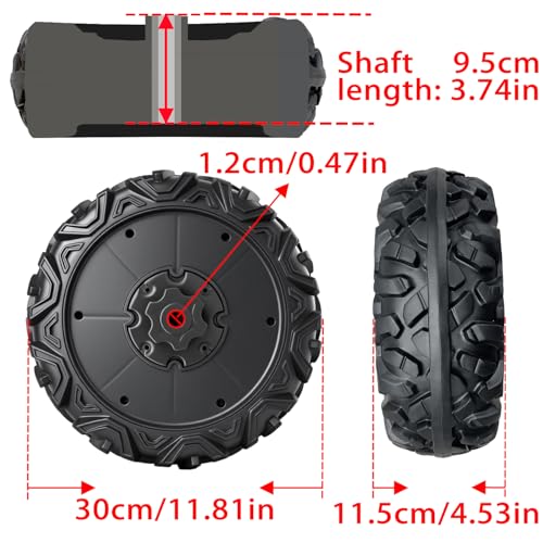 2 Pack 30CM/11.8'' PU Solid EVA Foam Tire for Power Wheels,1.2CM/0.47in Aperture Front/Rear Gator Alligator Wheel for SUV/UTV/ATV Ride On Car Replacement Tires Upgrade,Free Coupler (11.8in tires) - size: 11.8in