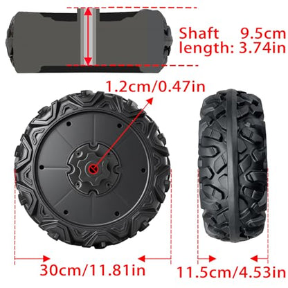 2 Pack 30CM/11.8'' PU Solid EVA Foam Tire for Power Wheels,1.2CM/0.47in Aperture Front/Rear Gator Alligator Wheel for SUV/UTV/ATV Ride On Car Replacement Tires Upgrade,Free Coupler (11.8in tires) - size: 11.8in